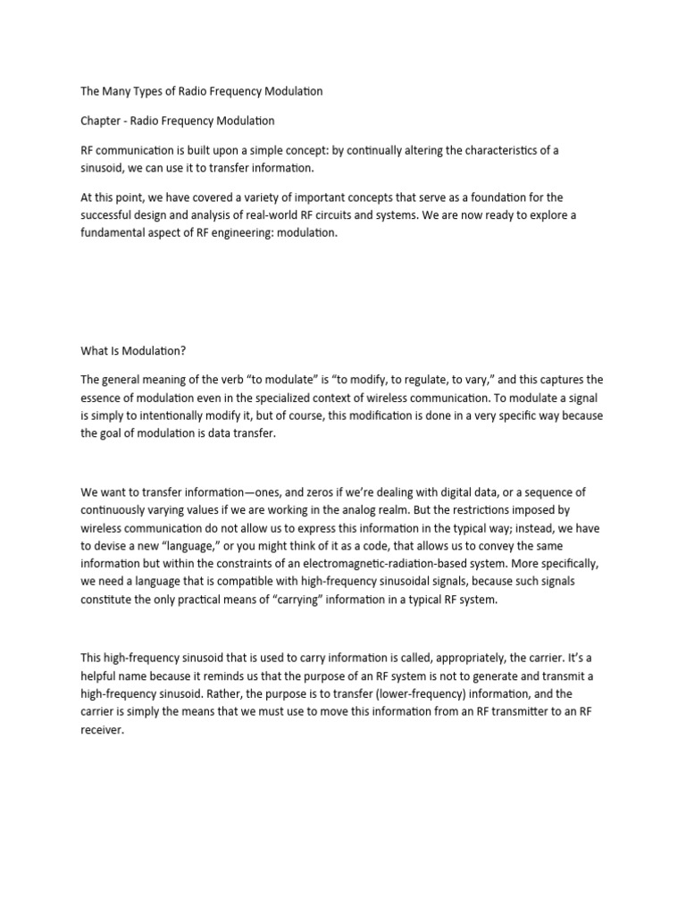 Types of Radio Frequency Modulation | PDF | Frequency Modulation ...