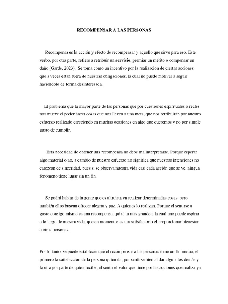 Significado de recompensar a personas | PDF