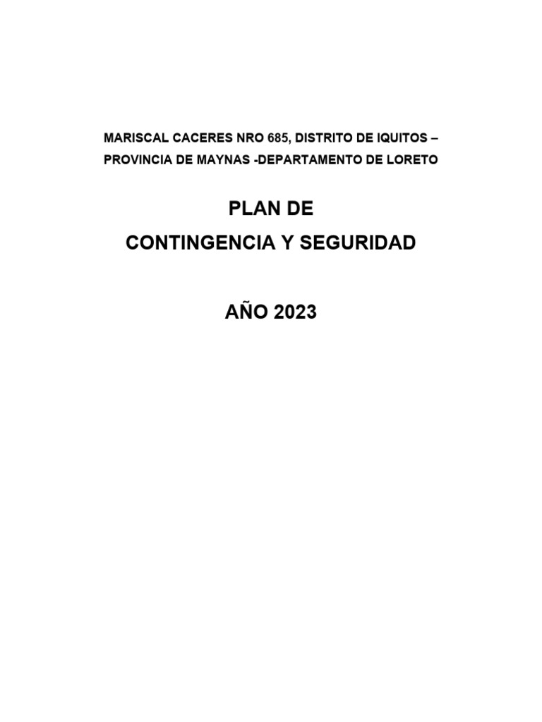Plan de Contingencia y Seguridad 2023 | PDF | Primeros auxilios | Bombero