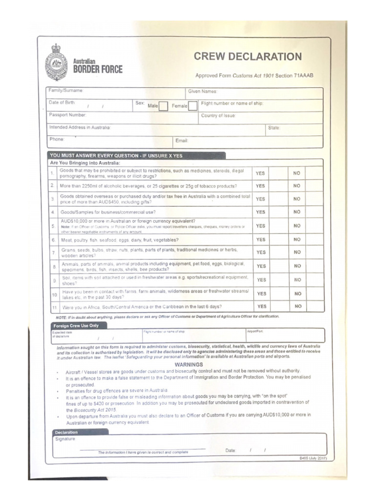 Crew Declaration | PDF