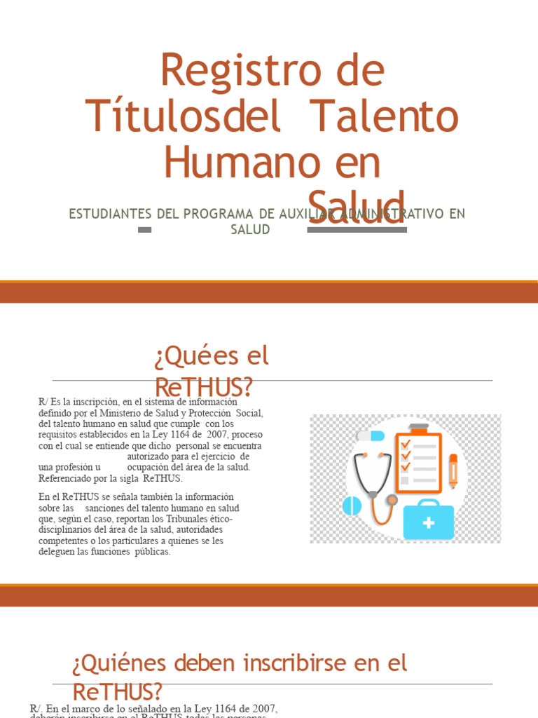 Inscripción en el ReTHUS para Salud | PDF