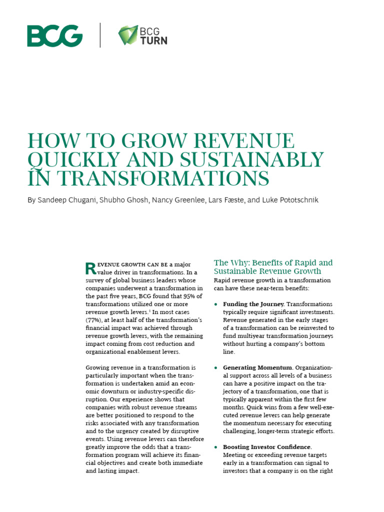BCG How To Grow Revenue Quickly and Sustainably in Transformations Aug