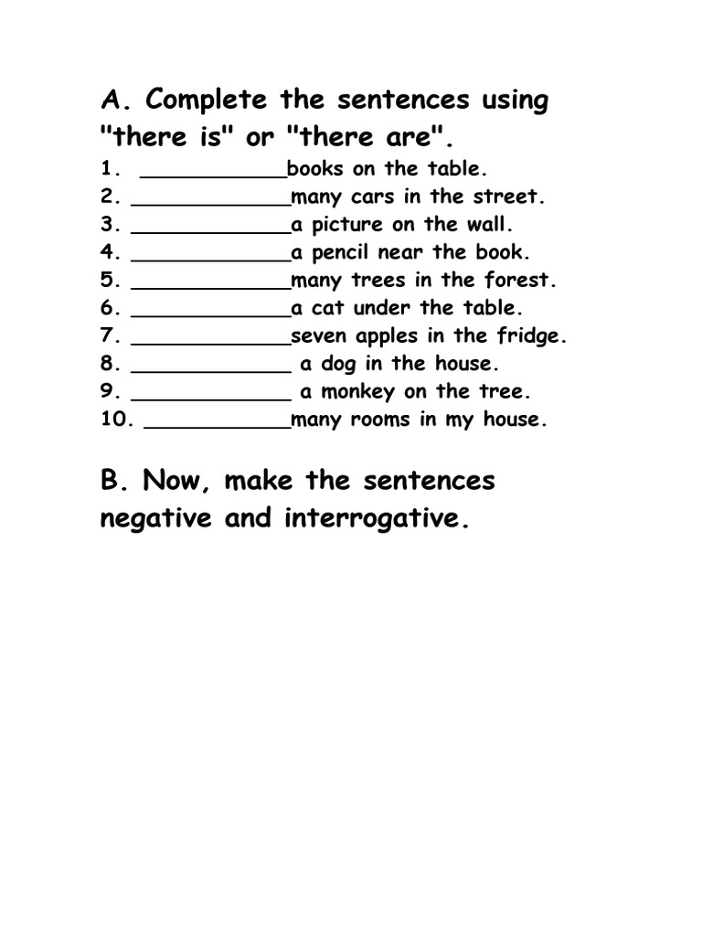 There Is/Are Exercises Worksheet | PDF