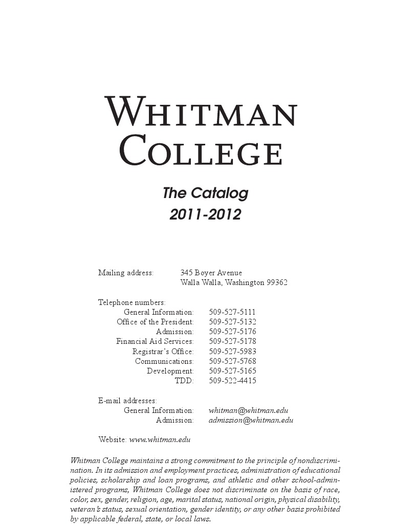 Whitman 2011-12 PDF Advanced Placement Course Credit pic