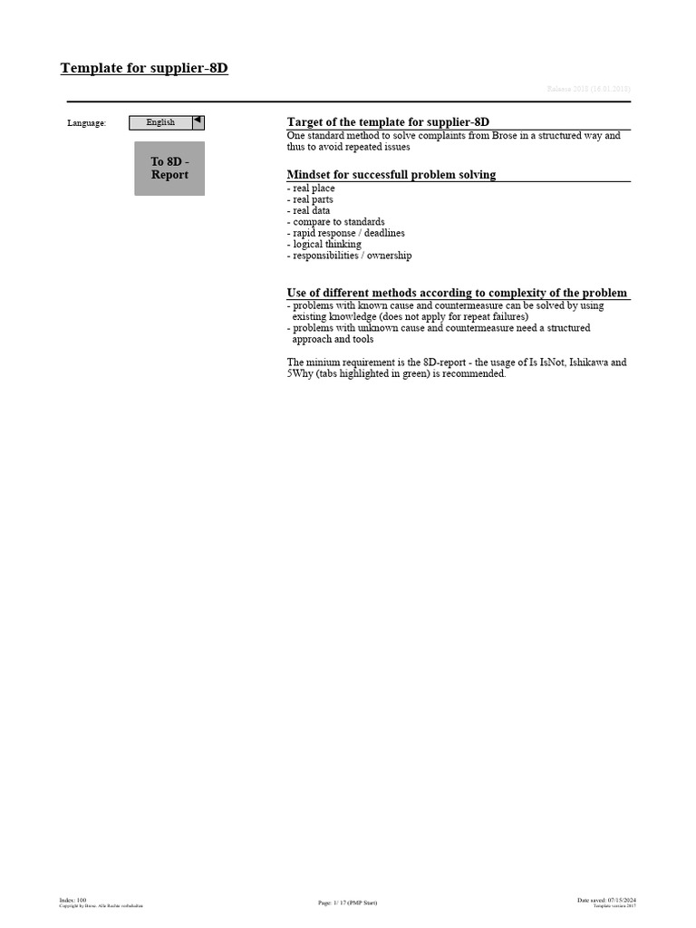 Formato brose 8 d problem solving schemexlsx pdf logistics