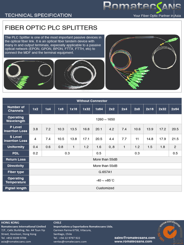 Spliter Preconectorizado Romatecsans Pdf Fiber To The X