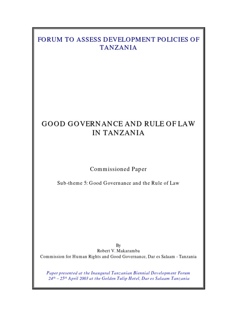 Good Governance and Rule of Law in Tanzania | PDF | Governance | Rule ...