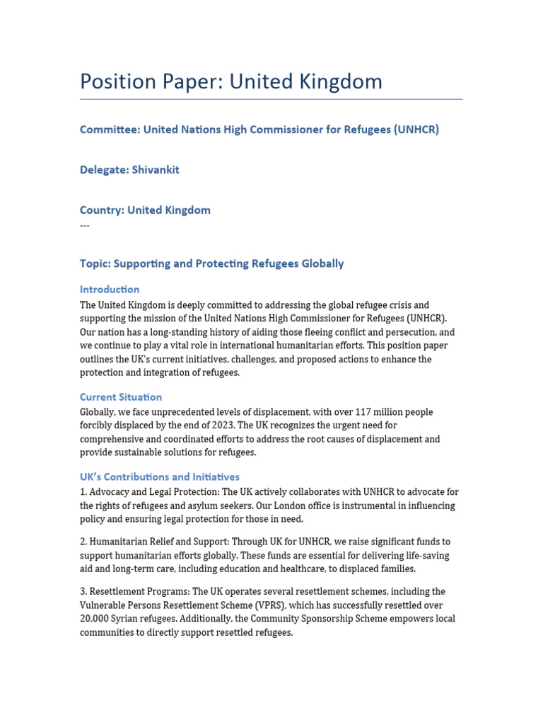 UK Position on Refugee Support 2023 | PDF | Refugee | United Nations ...