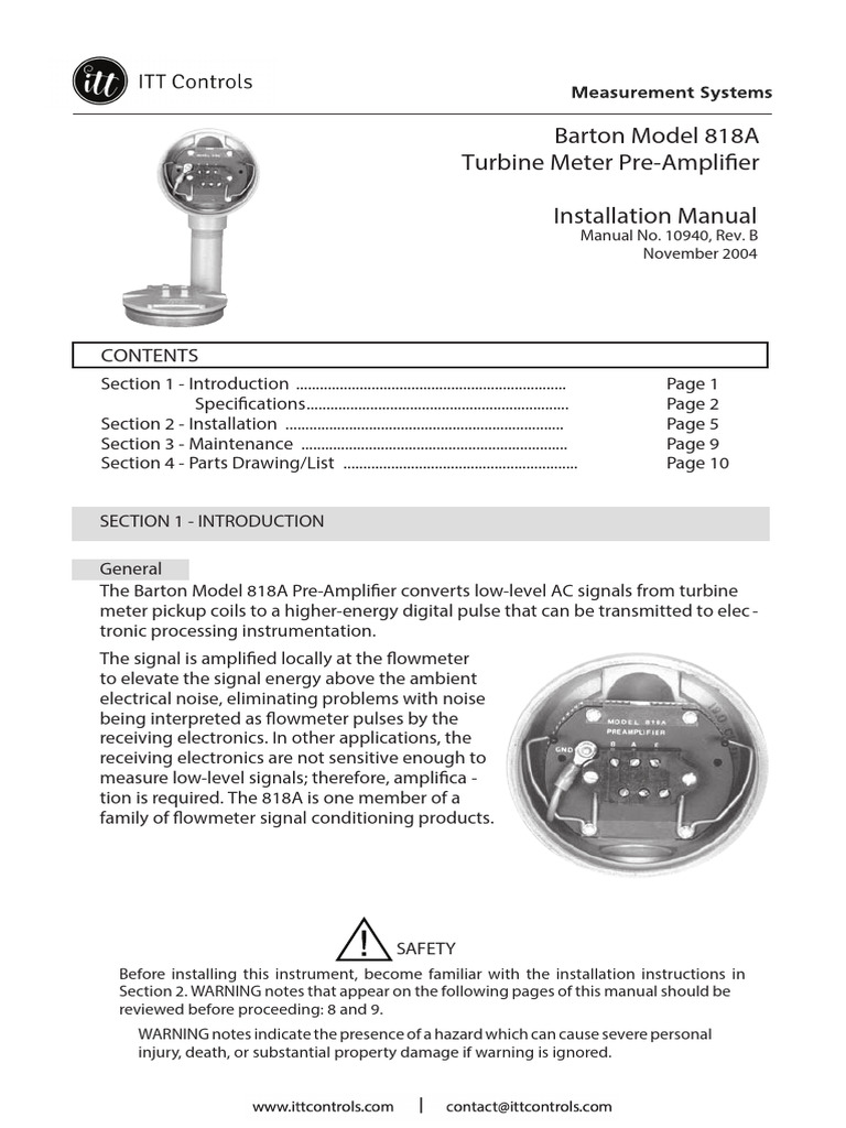 Barton Model 818A Turbine Meter Manual | PDF | Resistor | Inductor