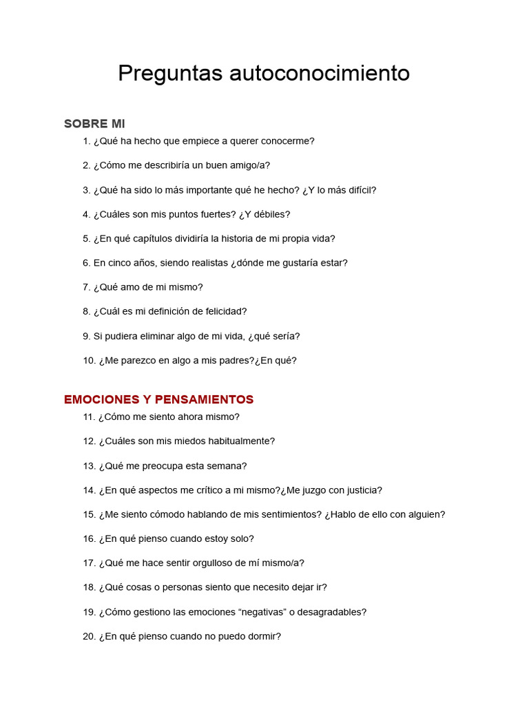 Preguntas autoconocimiento pdf