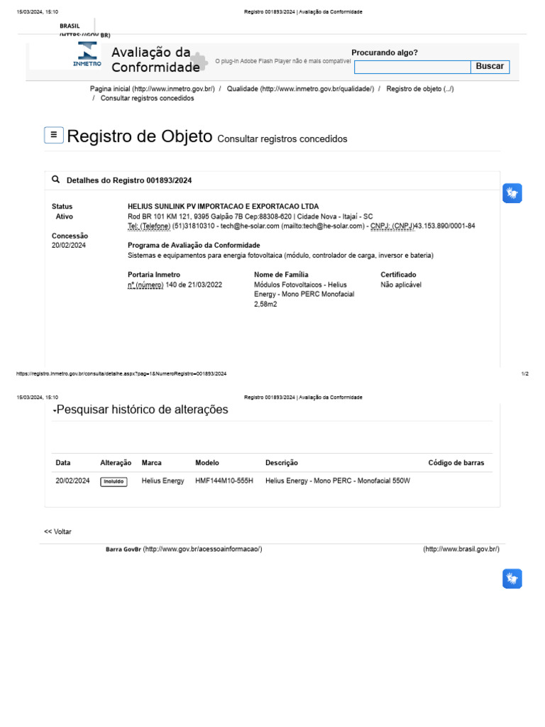 Registro de Avaliação Helius Energy 550W | PDF | Programas | Informática