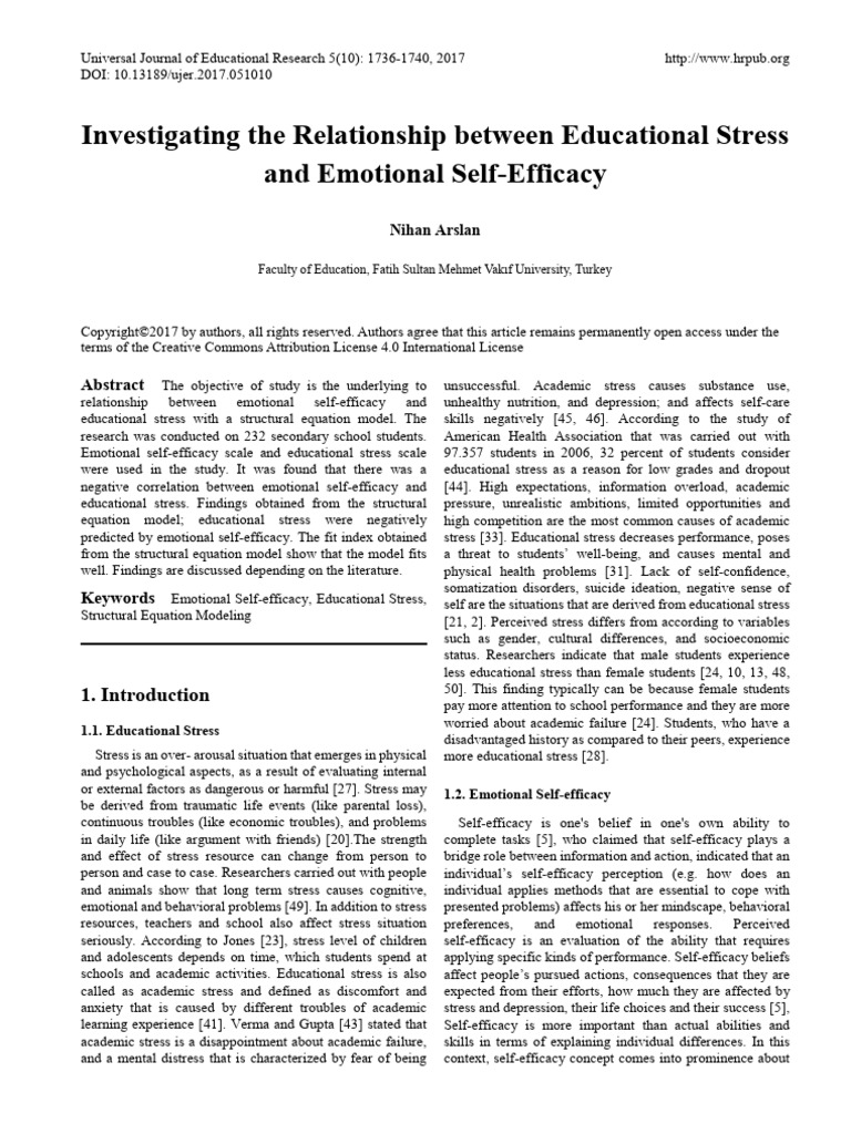 Investigating The Relationship Between Educational Stress | PDF | Self ...