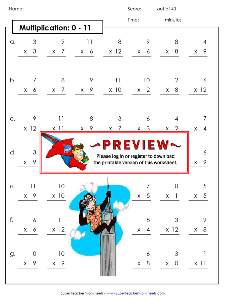 Basic Multiply Drill 0 11 | PDF