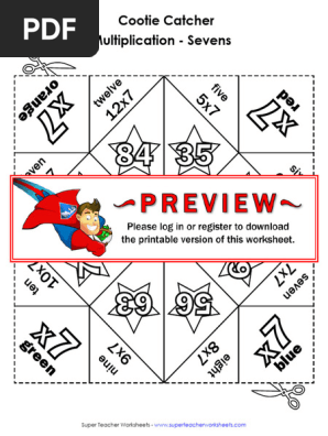 Cootie Catcher Math Multiply 7