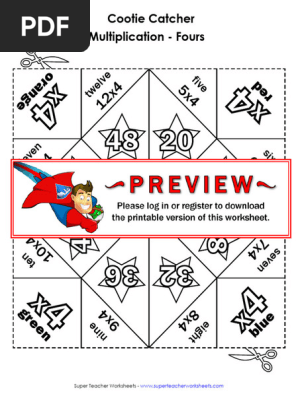 Cootie Catcher Math Multiply 4