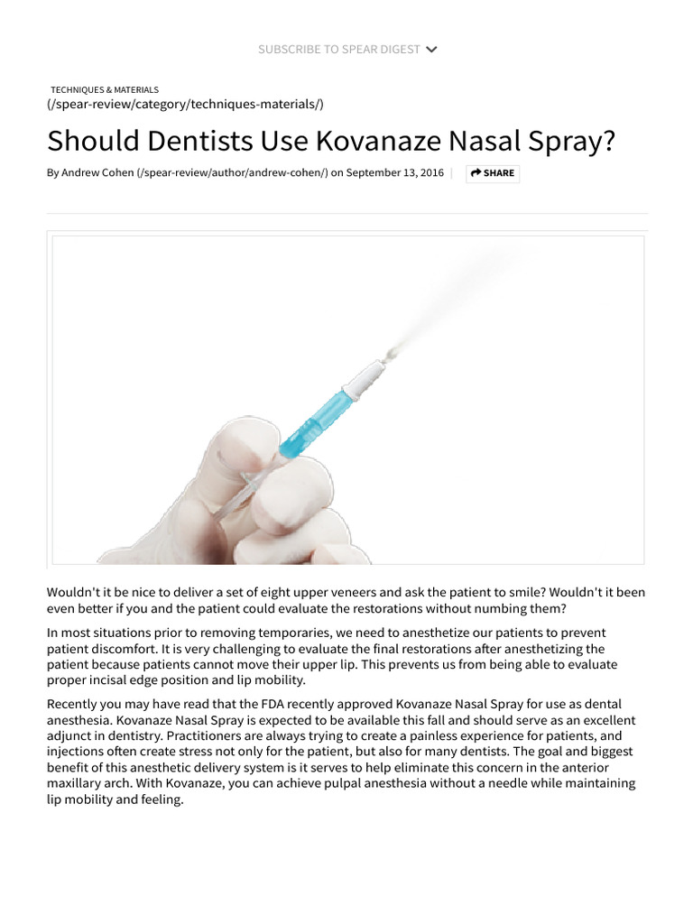 Should Dentists Use Kovanaze Nasal Spray_ Spear Education Download