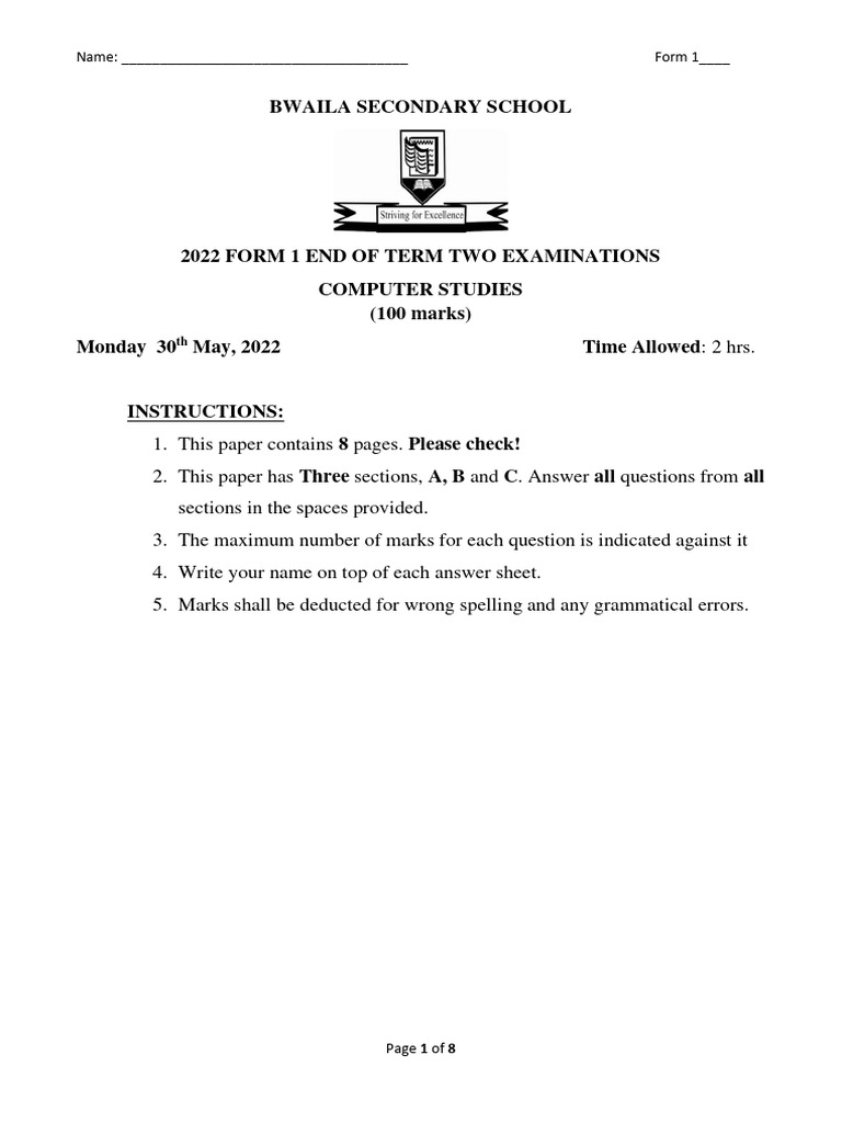 Comp1 Exam | PDF | Input/Output | Printer (Computing)