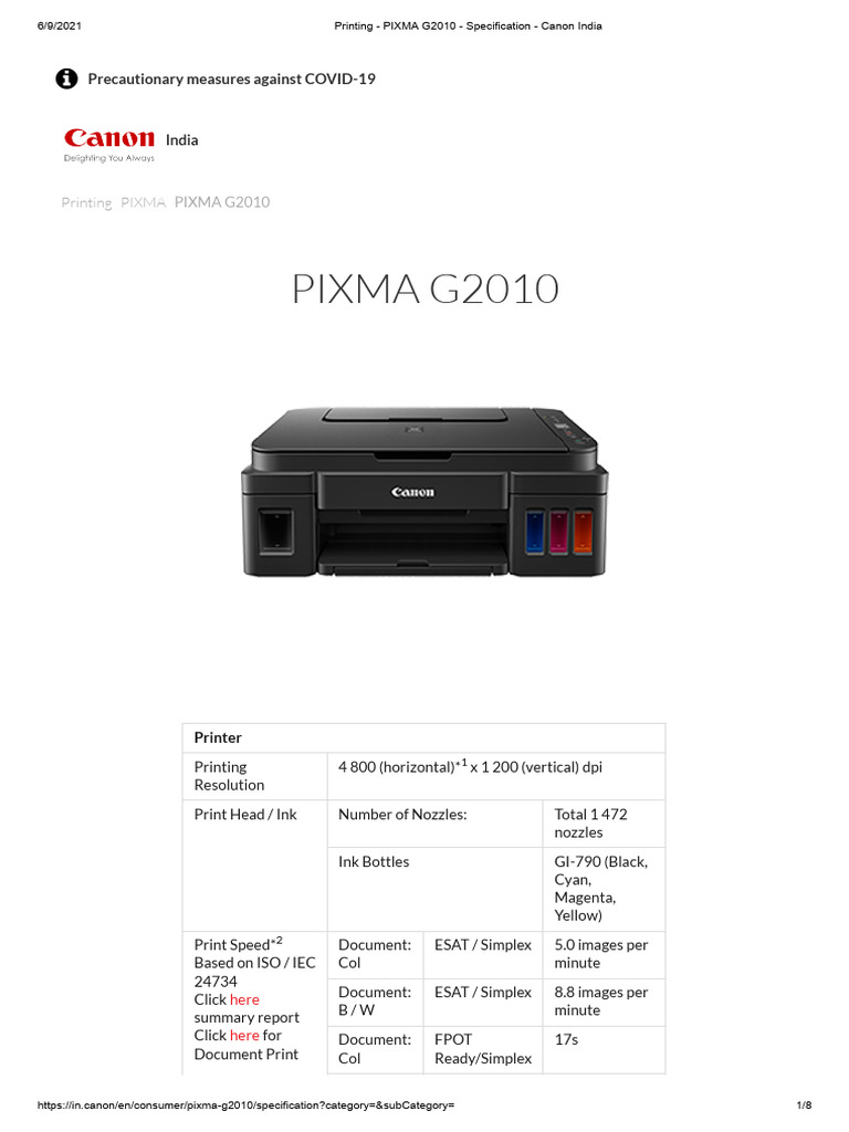 Canon Pixma g2010 All in One Inkjet Printer PDF Image Scanner