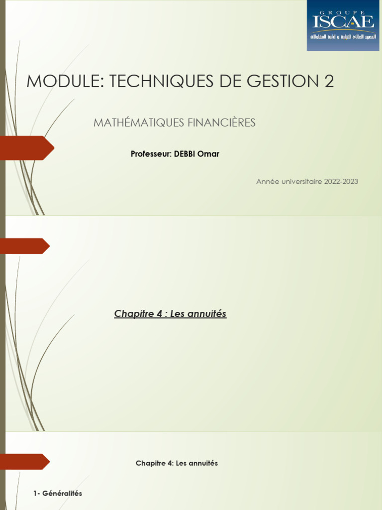 Comprendre les annuités financières | PDF | Prêts | Mathématiques