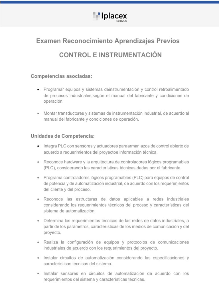 Examen de Control e Instrumentación PLC | PDF | Automatización ...