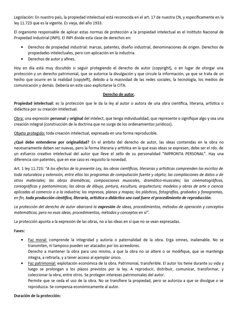 Propiedad Intelectual y Derechos de Autor | PDF | Propiedad intelectual ...