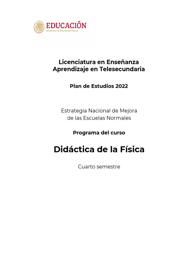 Programa Didactica de La Fisica Normales | PDF | Plan de estudios ...