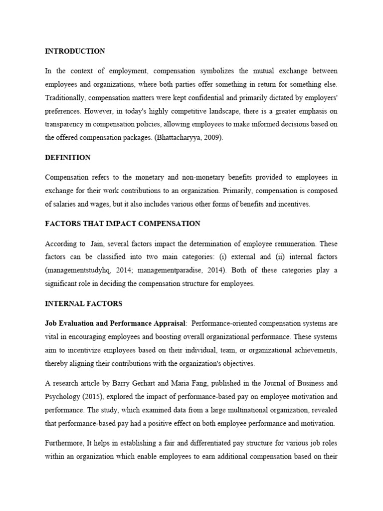 Factors that impacts compensation pdf cost of living employment