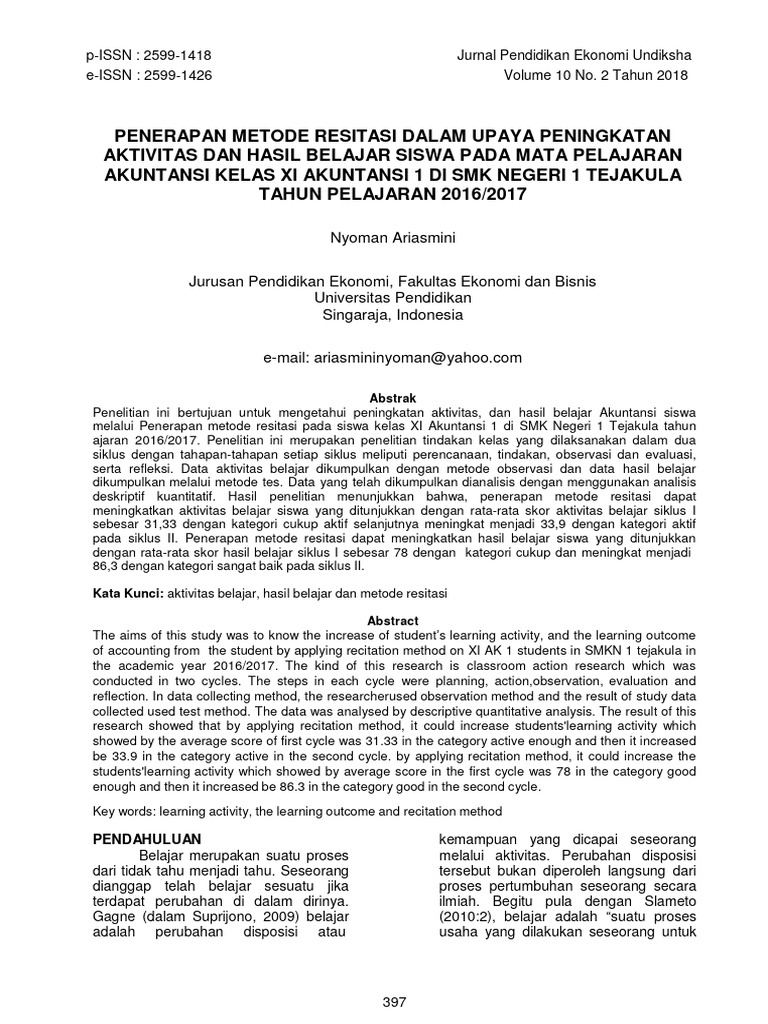 Penerapan Metode Resitasi Akuntansi SMK | PDF | Karier & Perkembangan