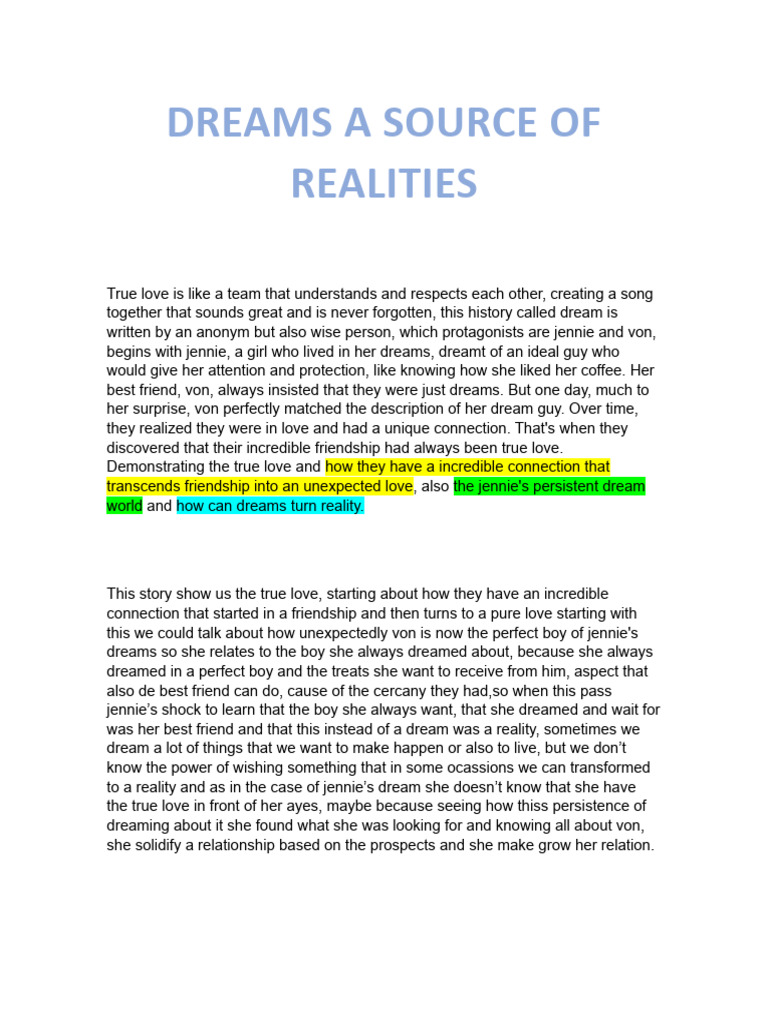 Dreams A Source of Realities | PDF | Dream | Reality