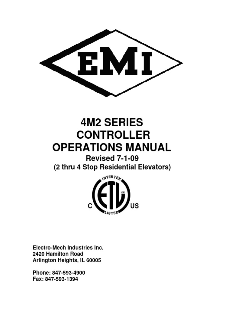 4M2 Elevator Controller Manual | PDF | Elevator | Switch