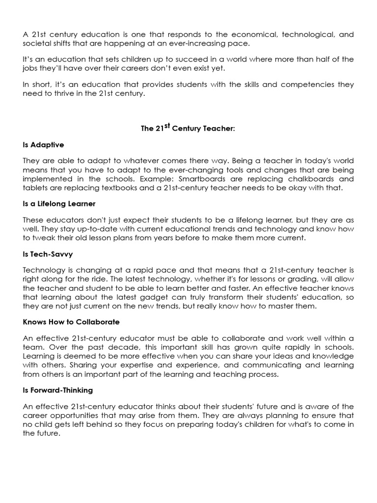 21st Century Education PDF Learning Educational Technology