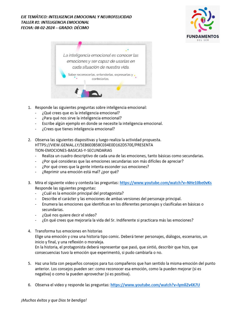 Taller de Inteligencia Emocional 2024 | PDF | Las emociones ...