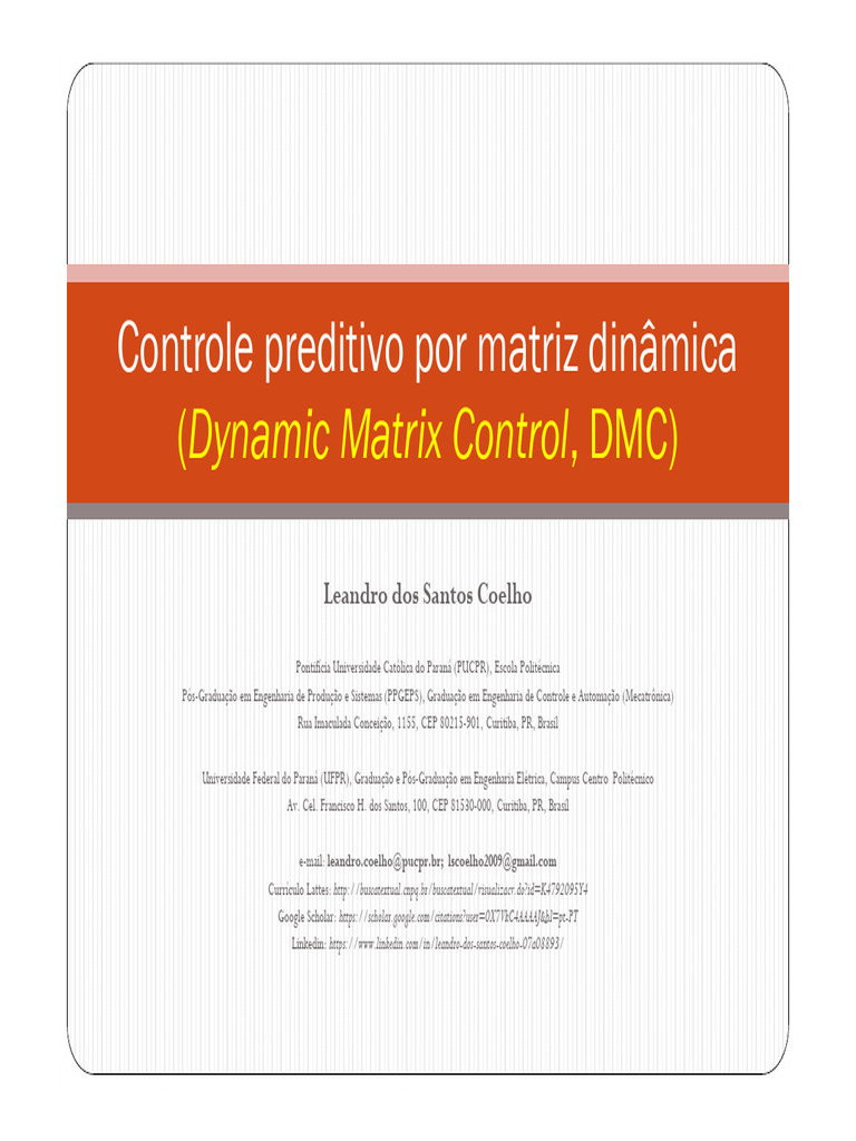 Controle Preditivo Dinâmico (DMC) Explicado | PDF | Engenharia | Matemática
