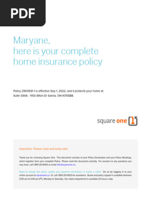 (Home Insurance Policy) Policy 2903931-V1