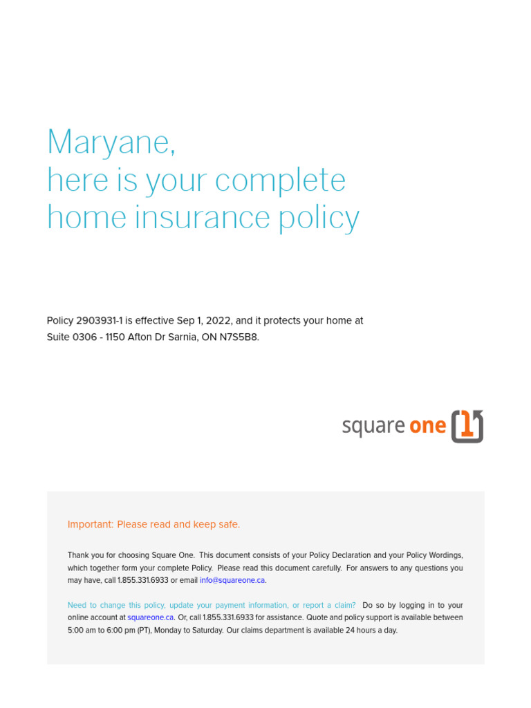 Home Insurance Policy Overview | PDF | Insurance | Deductible