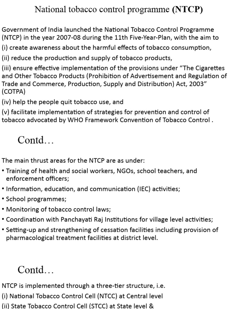 National Tobacco Control Programme (NTCP) | PDF