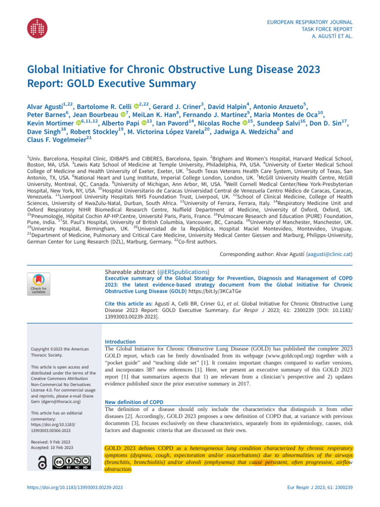 Global Initiative For Chronic Obstructive Lung Disease 2023 Report ...