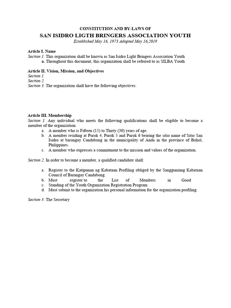 Constitution and by Laws TEMPLATE 1 | PDF | Impeachment | Government