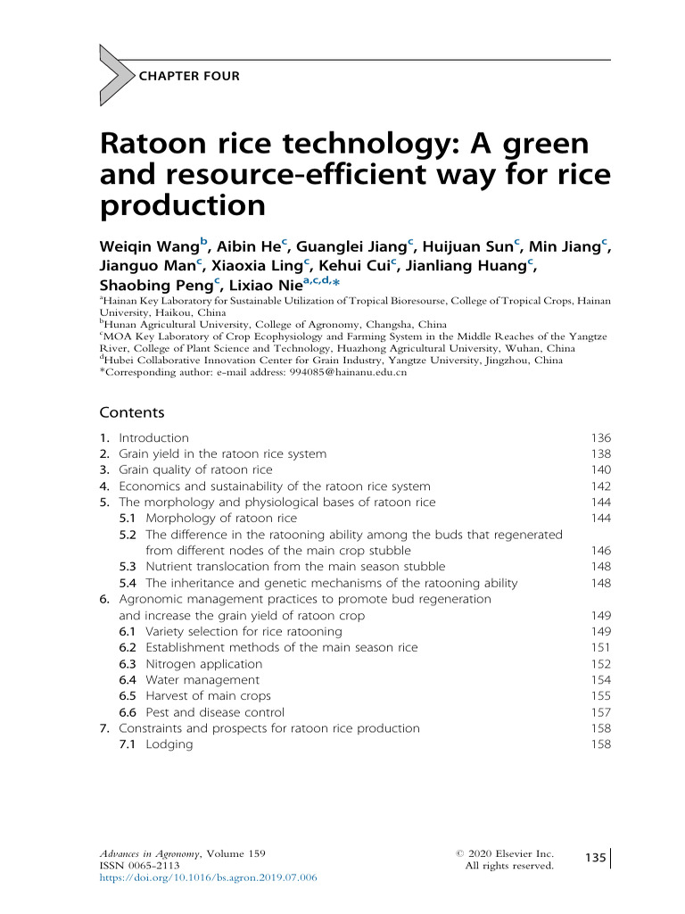 Ratoon Rice: Sustainable Production Insights | PDF | Rice ...