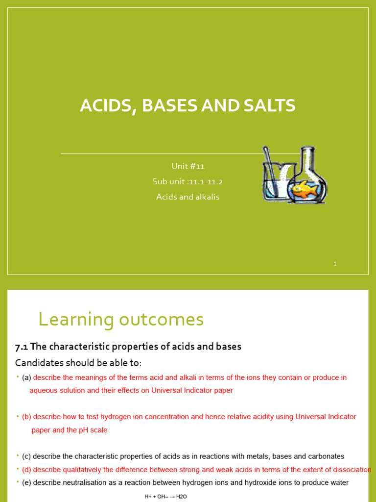 Unit 11.1-11.2 (Acid and Base) | PDF | Ph | Acid
