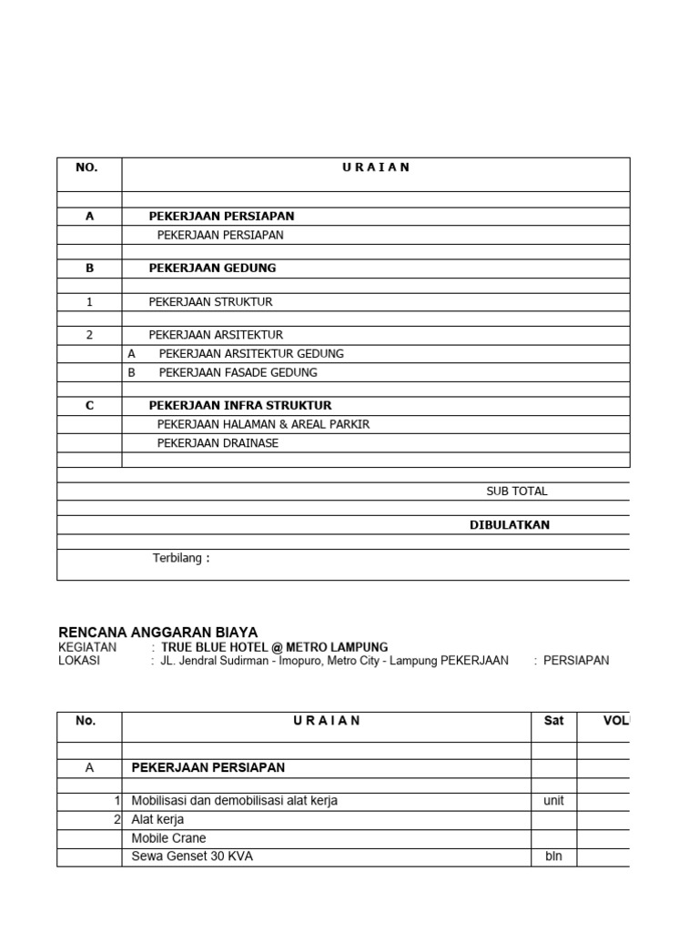 Contoh RAB Halaman Utama | PDF