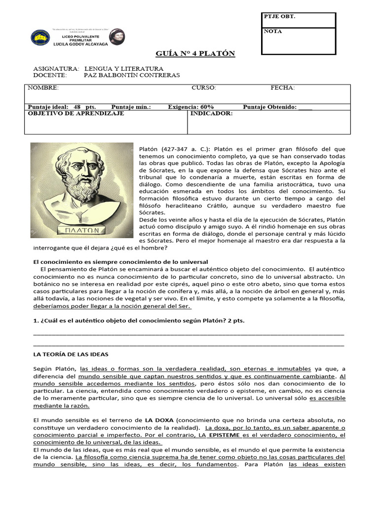 Filosofía de Platón: Ideas y Conocimiento | PDF | Platón | Conocimiento