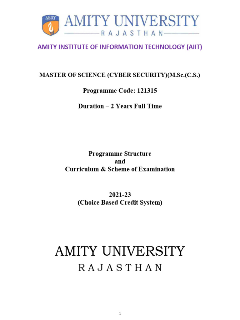 M.Sc. Cyber Security Program Overview | PDF | Computer Network ...