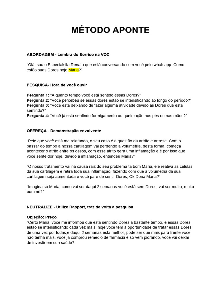 Script Ligação Modelo Nilton Pdf Tempo Inflamação