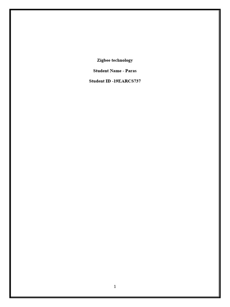Zigbee Technology (Paras - 19EARCS737) | PDF | Computer Network ...