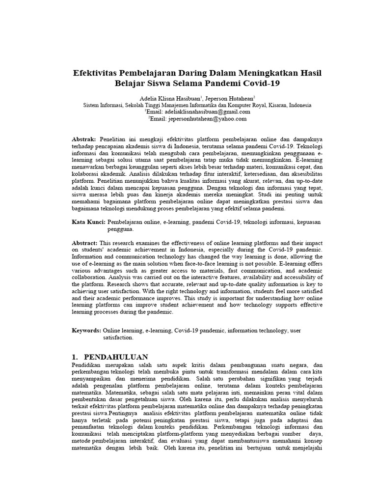 Dampak Pembelajaran Daring pada Siswa | PDF | Karier & Perkembangan ...