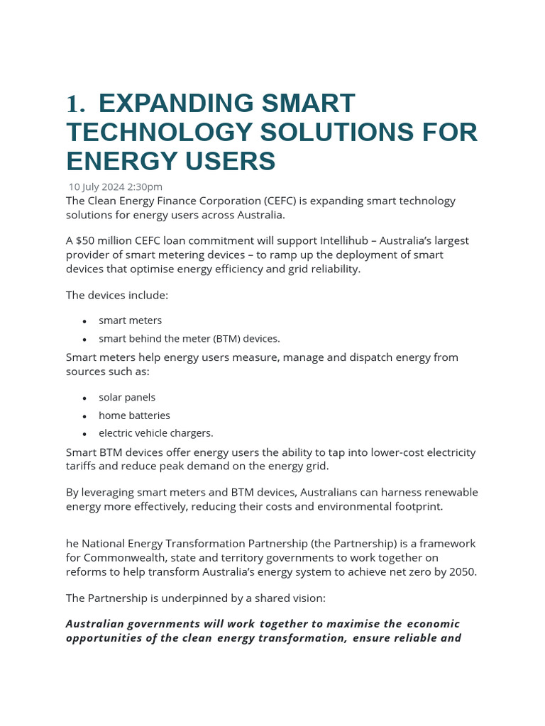 Expanding Smart Energy Solutions in Australia | PDF | Renewable Energy ...