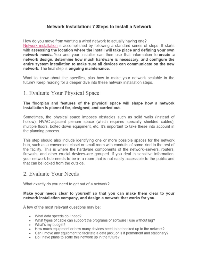 7 Steps for Effective Network Installation | PDF | Computer Network ...