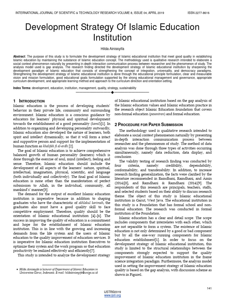 Development Strategy of Islamic Education Institution | PDF | Learning ...