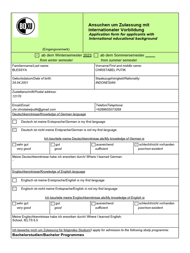 Application Form BSC MSC | PDF